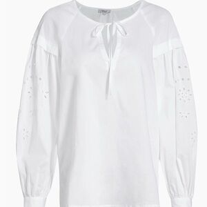 Rails White Blouse with Eyelet Sleeves